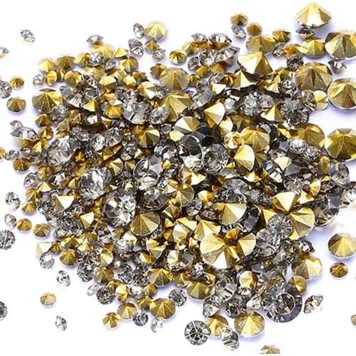 Wholesale Gray Resin Rhinestones Glue On Beads PointBack Many Sizes Diamond Jewelry Nail Art Wedding Dress Decoration DIY