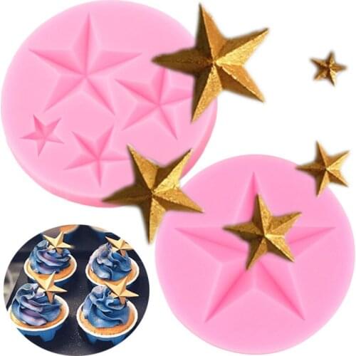 Five Pointed Star Silicone Molds Cupcake Topper Fondant Cake Decorating Tools Candy Baking Sugarcraft Chocolate Gumpaste Mould