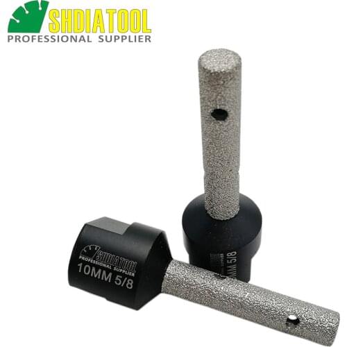 SHDIATOOL 2pcs Dia10mm 5/8-11 Thread Vacuum Brazed Diamond finger bits for tile stone countertop
