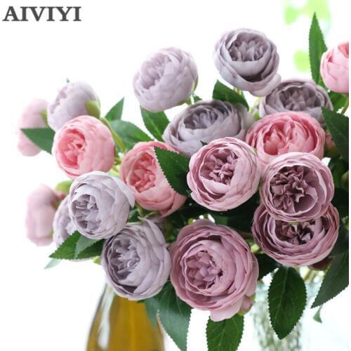 4 Heads Silk Rose European Peony Wedding DIY Decoration Flowers For Home Hotel Garden Decor Bride Hand Flower Bouquet Flore