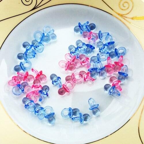 50pcs Mini Acrylic Baby Pacifiers Baby Shower Favors Baby Boys Girls Plastic Clear Table Scatter Confetti Birthday Party