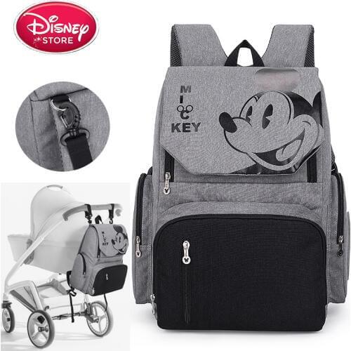 Disney Diaper Bag Mickey Mouse Backpack Bag Maternity for Baby Care Mummy Nappy Bag Travel Stroller Handbag Free Hooks