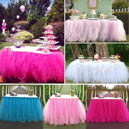 Wedding Tulle Tutu Table Skirt Cover Party Birthday Festive Solid Rectangle Tablecloth for Wedding Party