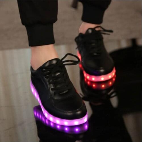 Nice New USB Chargering Led Shoes Adults Light Up Sneakers Men Women Glowing Party Lovers' Shoes Luminous Shoes Black