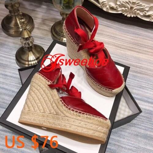 High quality Fisherman shoes Genuine Leather Loafers with Straw Weaving Soles luxury brand Casual round toe platform sandals