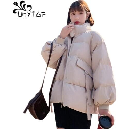 UHYTGF down jacket female winter coat Korean loose plus size cotton coat elegant girl coats and jackets warm parker women 1233