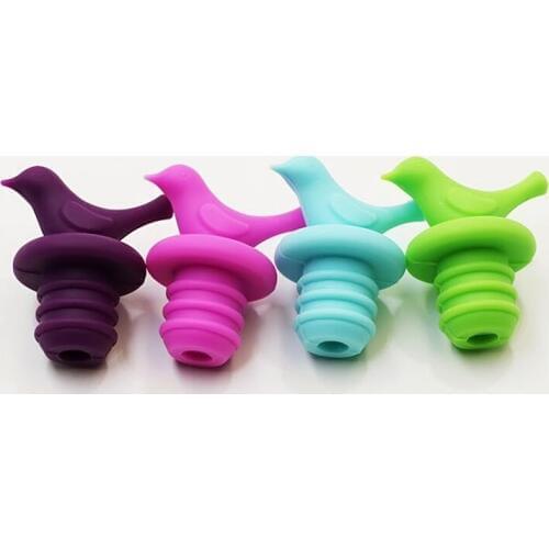 Cute Bird Shape Silicone Wine Bottle Stopper Colorful Red Wine Cocktail Kitchen Gadgets Bar Tools Dining Barware Dropshipping
