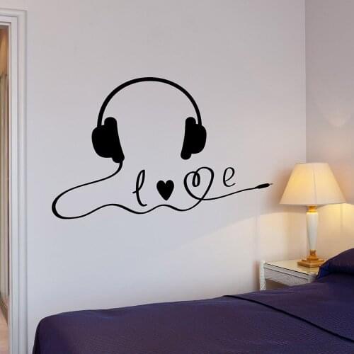 Music Lover Wall Decal Room Decor Music Headphones Stereo Player Sound Headset Vinyl Wall Stickers Wall Decoration Posters A599
