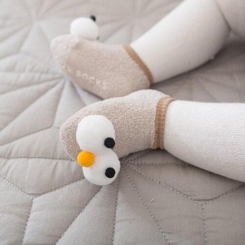 1pcs Baby Socks Big Eyes Soft Cotton Thickening Non-slip Spring Autumn Cute Infant Socks girls boys Toddler Floor Socks 0-3Y