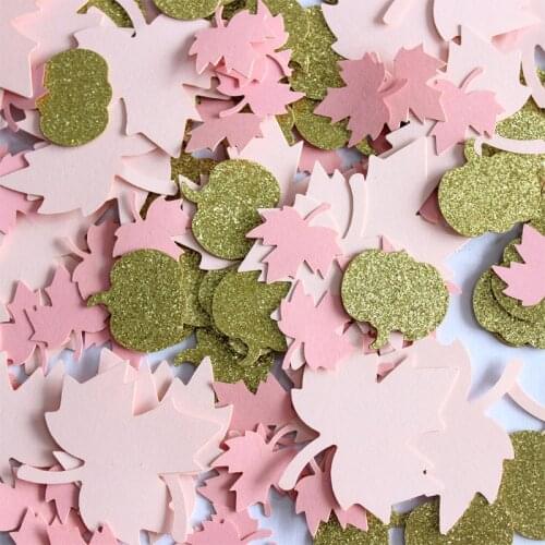 100Pcs Birthday Party Decoration Confetti Pink Maple Leaf Pumpkin Confetti Throwing Supplies Girl Birthday Party Decoration