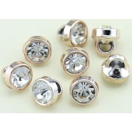 200pcs/bag Fashion New ABS Plating Plastic Diamond Buckle DIY Clothing Shirt Collar Shiny Rhinestone Button