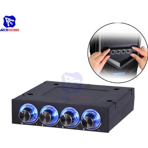 Diymore 4 Channel Turn Knob Multi-Fan Cooling Controller Front Panel -3.5" 4 Pin Connector CPU HDD Temp PC Fan Speed Controller