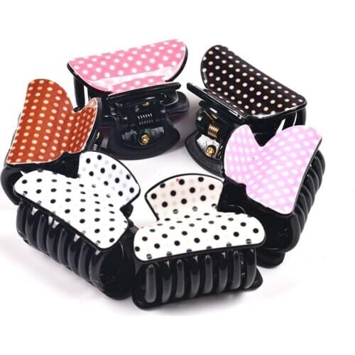 4cm High Quality Acrylic Plastic Hair Accessories for Girls Hair Claw Clip Small Clear Small Dots Print Hair Plate Wone 11007