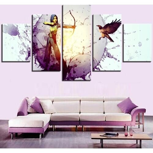 5 Pieces Girls Canvas Painting Bird Posters Bow And Arrow Pictures Soldier Wallpapers Cartoon For Home Decor Cool Artwork