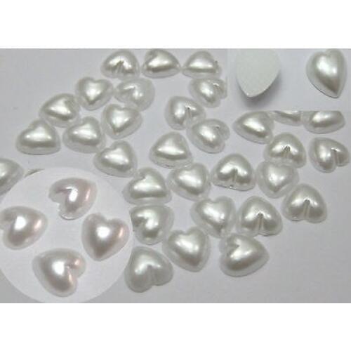 500 Pure White Heart Half Pearl Bead 8X8mm Flat Back Scrapbook Craft