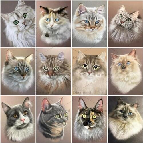 5D Diamond Embroidery Cat Mosaic Diamond Painting Cat Head Animal Cross Stitch Rhinestones Handicraft Home Decoration Gift