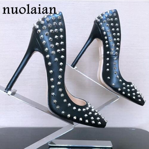 8/10/12CM Shallow High Heel Shoes Womens Wedding Shoes Summer High Heels Woman Rivet Party Pumps Lady Sexy Rivets Women Sandals