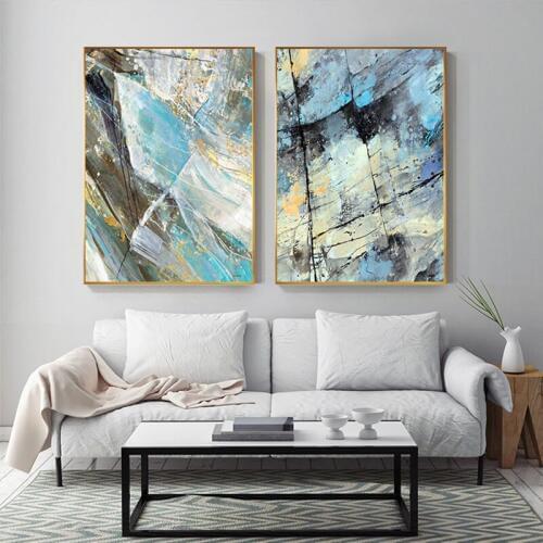 Abstract Blue Poster Wall Art Fashion Secret Color Canvas Painting Cuadro for Living Room Tableau Decoration Murale Salon Modern