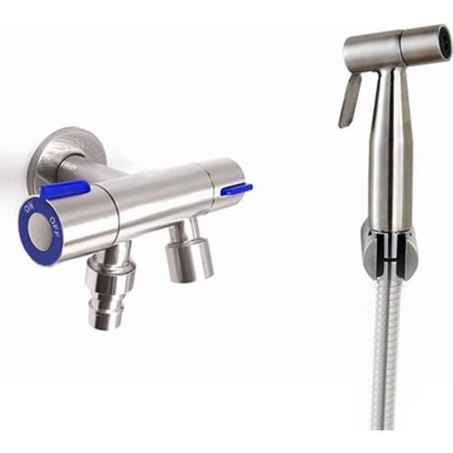 Stainless steel single inlet double outlet bidet sprayer washing machine angle valve bidet shower jet BD923