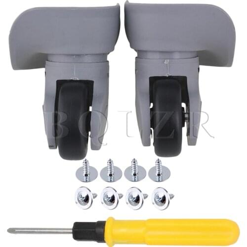 BQLZR DIY 9.1cmx9.7x4.9cm Grey Plastic Left&Right Wheels Luggage Suitcase Accessories w/8 Screws