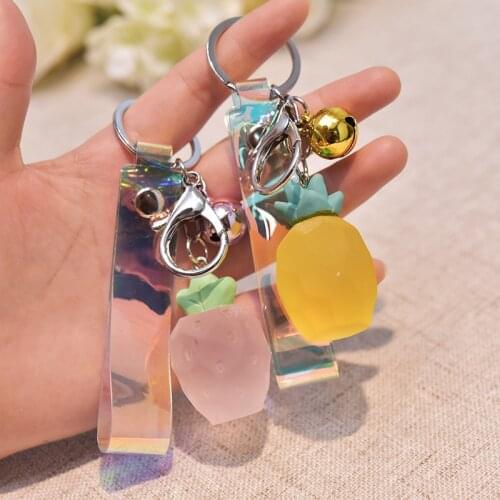 Simulation jelly color polygonal geometric section fruit key chain womens jewelry womens bag car key chain