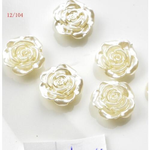 FLTMRH 20pcs12mm White Flat Back Simulated Half Pearl Bead Rose Flower Pearl Cabochon Beads For Craft Diy Jewelry Making