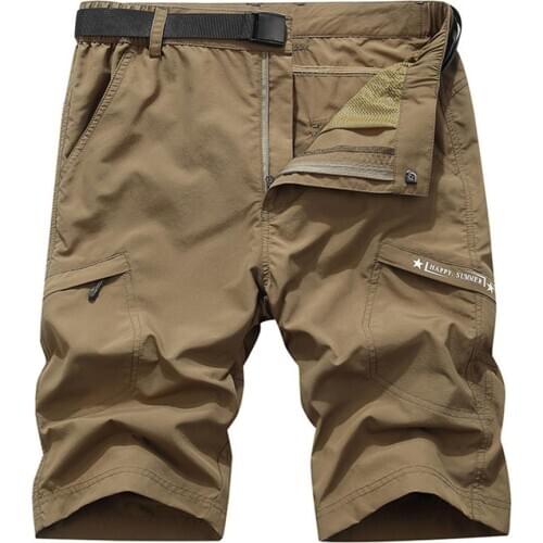 Mens Outdoor Quick-Drying Breathable Multi-Pocket Summer Casual Shorts