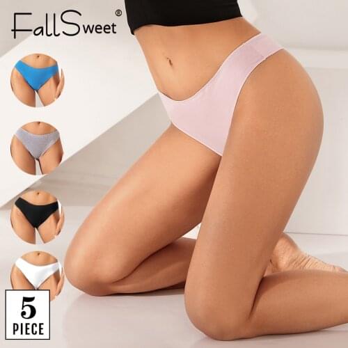 FallSweet 5 pcs/lot ！Cotton G-Strings Panties Femme Sexy Low Waist Thongs Briefs S to XXL Underwear Grils Lingerie