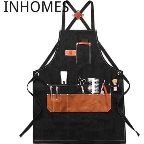 Apron Work Denim Milk Coffee Barber Work Clothes Hair Stylist Perm Dyer Hairdressing Custom Logo delantal cocina hombre mujer