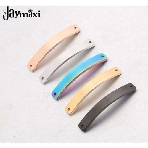 Jaymaxi Stainless Steel Bending Connector Strip Arc Shaped Blank Charm Pendant DIY Making Bracelet 1.5*6*39mm 20Pieces/lot
