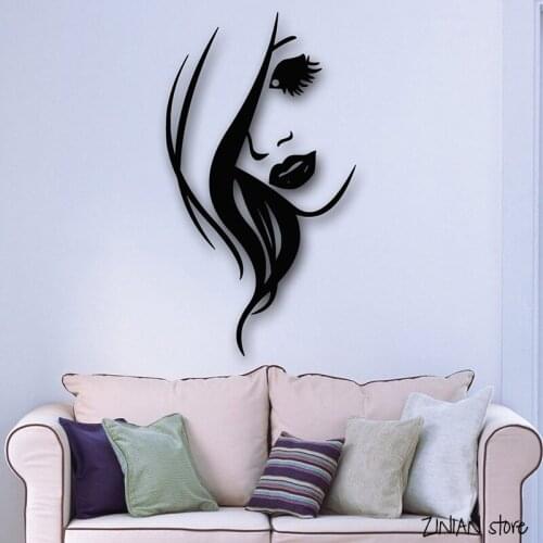Hot Sexy Girl Wall Decals Hair Beauty Salon Wall Sticker Spa Haircut Salon Wall Art Mural Removable Home Decor Wallpaper H022
