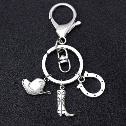 Cowboy Cowgirl Hats Boots Horseshoe Keychains Best Friends Rudder Compass Key Chain Key Ring Women Men Unisex Keyring Jewelry