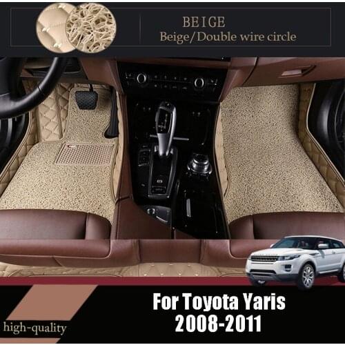 Carpets Car Floor Mats For Toyota Yaris 2011 2010 2009 2008 Interior Accessories Double Layer Wire Loop Custom Waterproof Parts