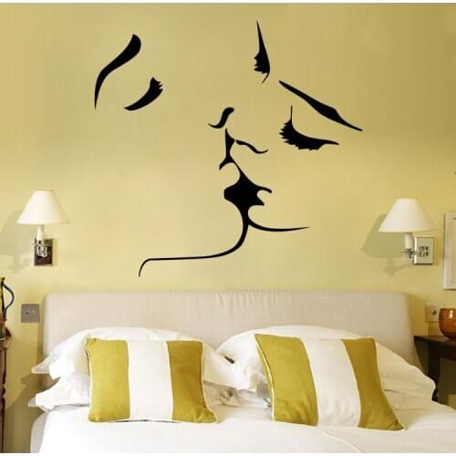 Creative Personality Black Kiss Viny Wall Stickers Living Room Bedroom Decoration Wallpaper Home Decor Glass Decal Wall Decals