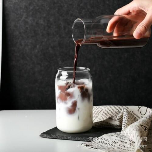 Kitchen Glass Cup Coffee Milk Mug Tea Juice Wine Drinking Container with Straw High Borosilicate Durable Drinkware Water Bottles