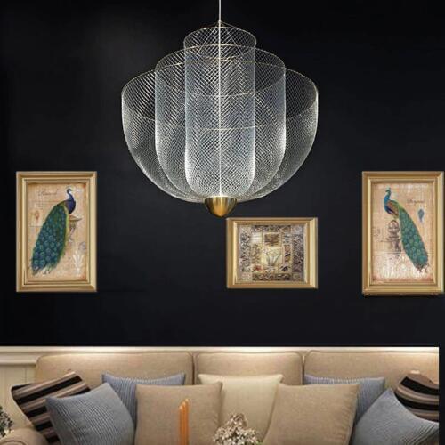 Rose Gold Chandelier Restaurant Bar Kitchen island Hanging Meshmatics Chandelier Net Designer chrome chandelier lighting