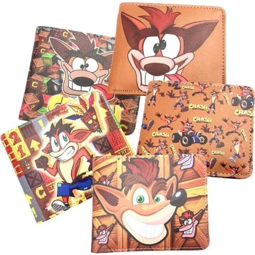 Cartoon Game Crash Bandicoot Wallet Fashion Student Mens PU Leather Coin Purse Cosplay Short Wallets Gift