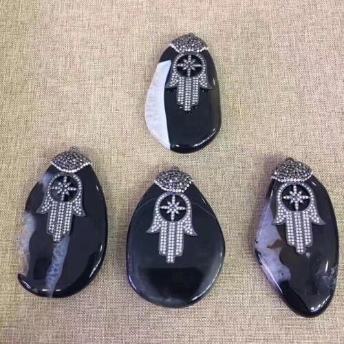 5pcs Naturel onyx pierre pendentifs en forme de goutte pave arbre charme pierre naturelle handcrafted Gems bijoux perle palm