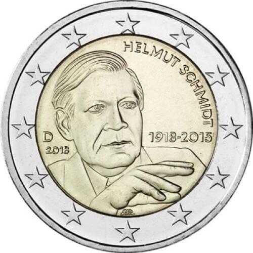 Germany 2 Euro 2018 Former Prime Minister Schmidt Unc New Original Coin Unc Genuine Euro Coins