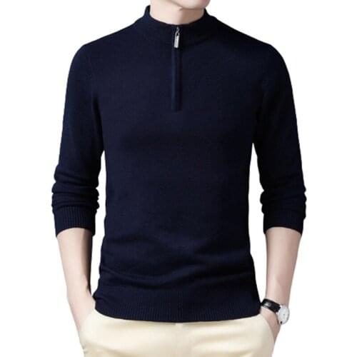 New Sweaters Men Fashion Half Zip Pullover Slim Fit Jumpers Knitwear Sweater Men Winter Warm Casual Brand Sweater Man Pullover