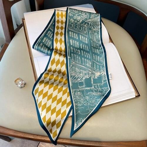 NEW printed Luxury Brand Scarf Women Silk Scarf Bag Long Hair Scarves Design Wrist Towel Foulard Neckerchief SJ493