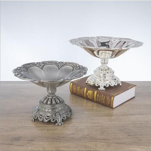 Wholesale/ retail Europe round D28cm metal fruit bowl fruit stand snack plate dry fruit tray for table decoration