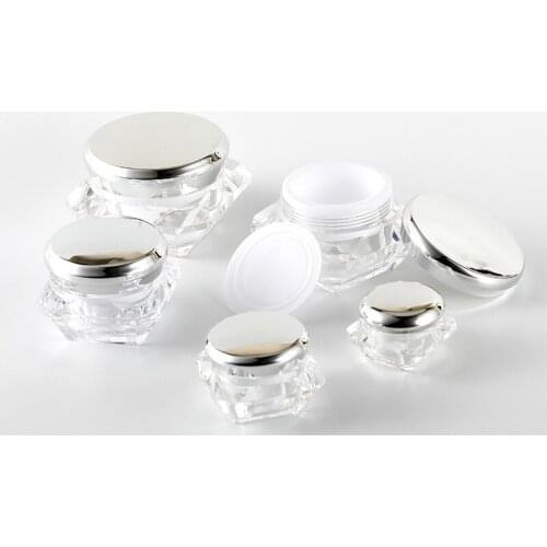 Wholesale Empty Cosmetic Packaging diamond-shaped acrylic Face Cream/Eye Cream Jar Small Sample bottle Cosmetic Container