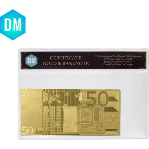 Wholesale Price For Euro Banknote 50 Euro Gold Banknote in 24K Gold Foil Paper Money For Gifts
