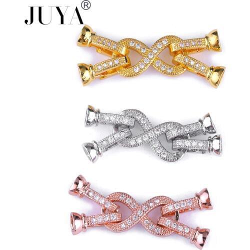 Supplies For Jewelry Wholesale Copper Micro Pave Zircon Fold Over Clasps For Bracelets Necklaces Parts DIY Strand Jewelry