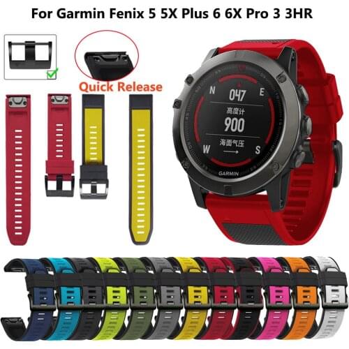 26 22MM Silicone Quick Release Watchband Strap for Garmin Fenix 6X 6 6S Pro Smartwatch Easyfit Wrist Band Strap Fenix 5X 5 5S