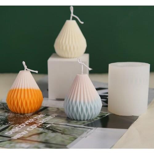 1 Pcs Geometric Shape Diy Candle Mould Simple Line Shape Wax Model Home Decoration Pear Shaped Candle Silicone Mold