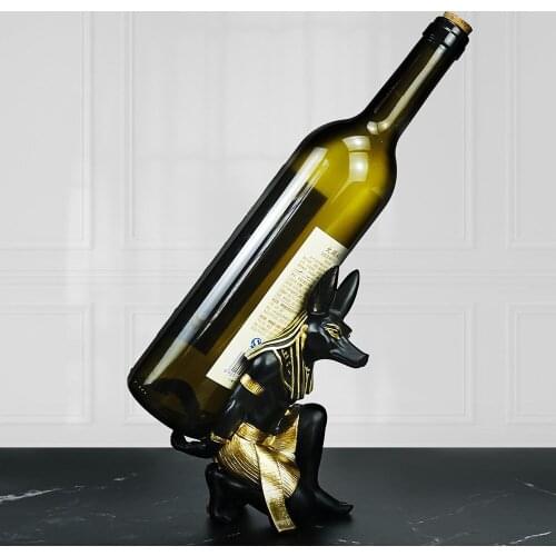 Resin Anubis God Portable Bottles Modern Egyptian Figurines Miniature Animal Statues Home Desk Room Bedroom Decor Sculpture
