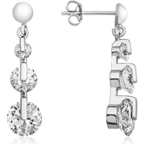 Tevuli 925 Sterling Silver 3 Stone Tria Studded Earrings