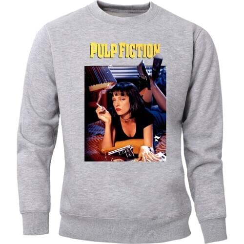 Pulp Fiction Mia Wallace Sweatshirt Hoodie Men Movie Crewneck Sweatshirts Funny Hoodies Harajuku Cool Streetwear Slim Sportswear